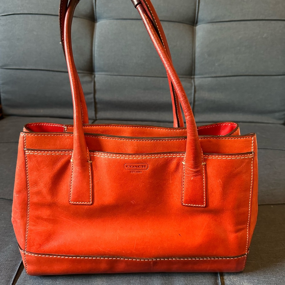 Coach burnt orange classic coach purse with matching wallet